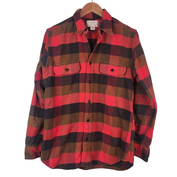 Filson Vintage Flannel Work Shirt Men's Small Red Plaid Cotton Button Down - Picture 1 of 7
